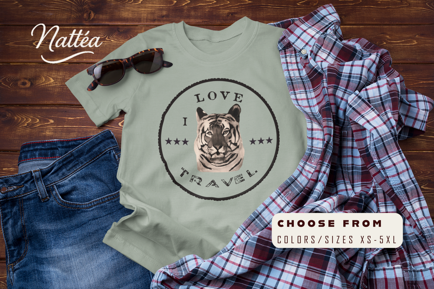 I Love Travel Tiger T-Shirt – Original Oil Painting Inspired Design