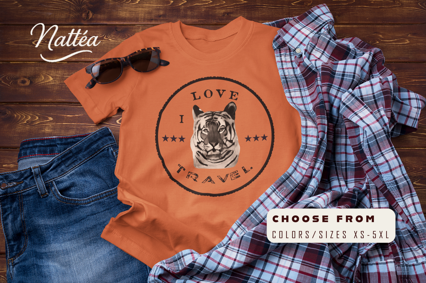 I Love Travel Tiger T-Shirt – Original Oil Painting Inspired Design