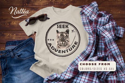 Seek Adventure Tiger T-Shirt – Original Oil Painting Inspired Design