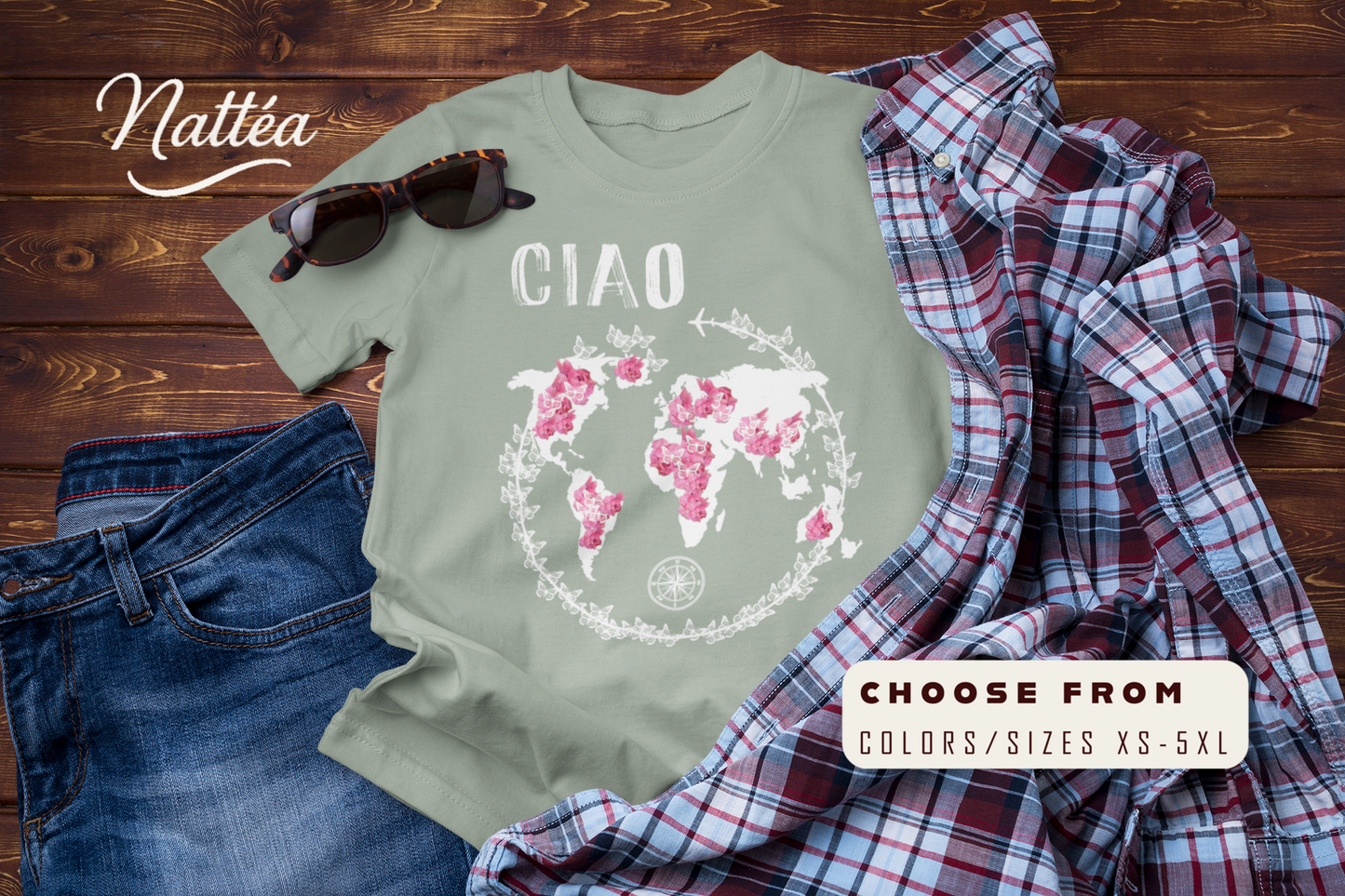 CIAO Travel T-Shirt – World Adventure Map Design