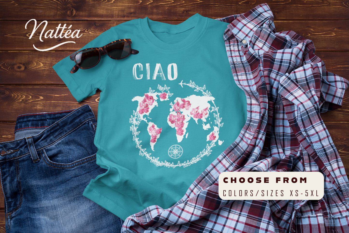CIAO Travel T-Shirt – World Adventure Map Design