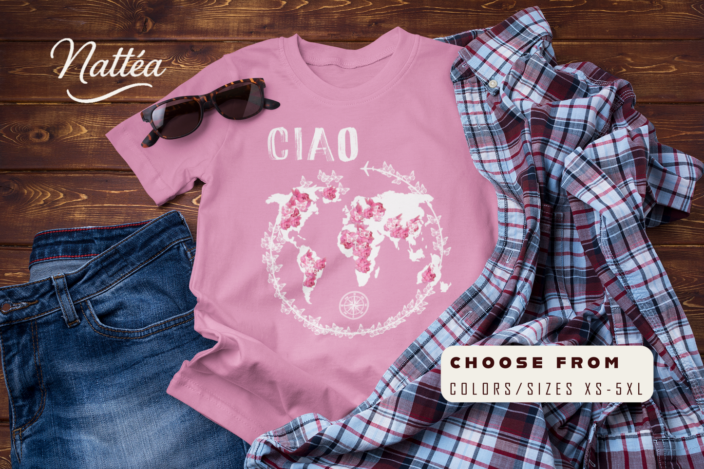 CIAO Travel T-Shirt – World Adventure Map Design