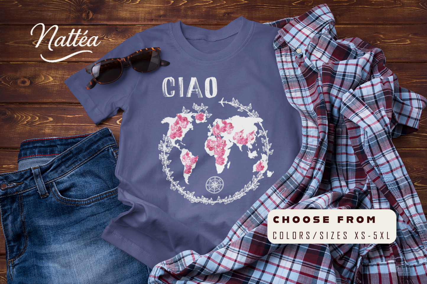 CIAO Travel T-Shirt – World Adventure Map Design