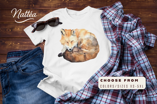 Watercolor Fox T-Shirt – Forest Wildlife Art from Original Painting