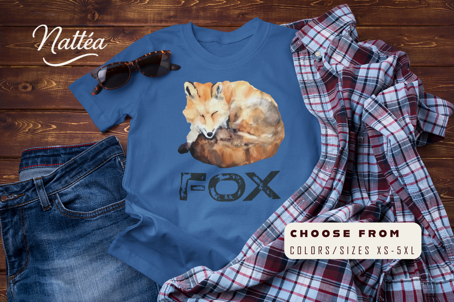Watercolor Fox Art Tee – Forest Animal Design “Fox”