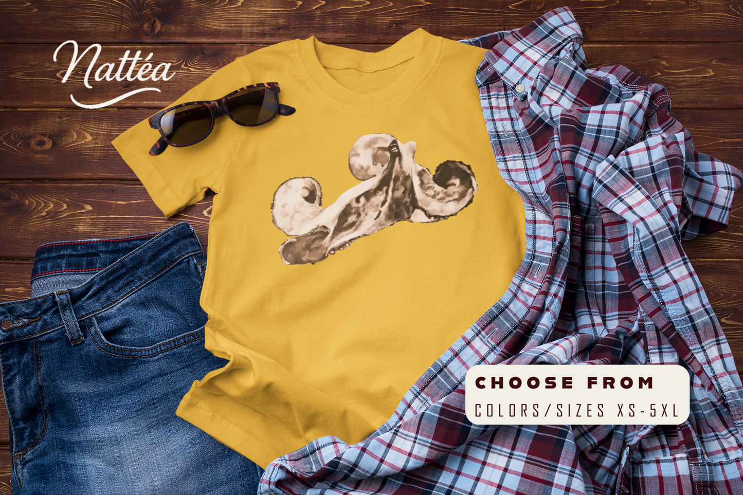 Vintage Ocean Octopus T-Shirt – Artistic Wildlife Design from Original Art