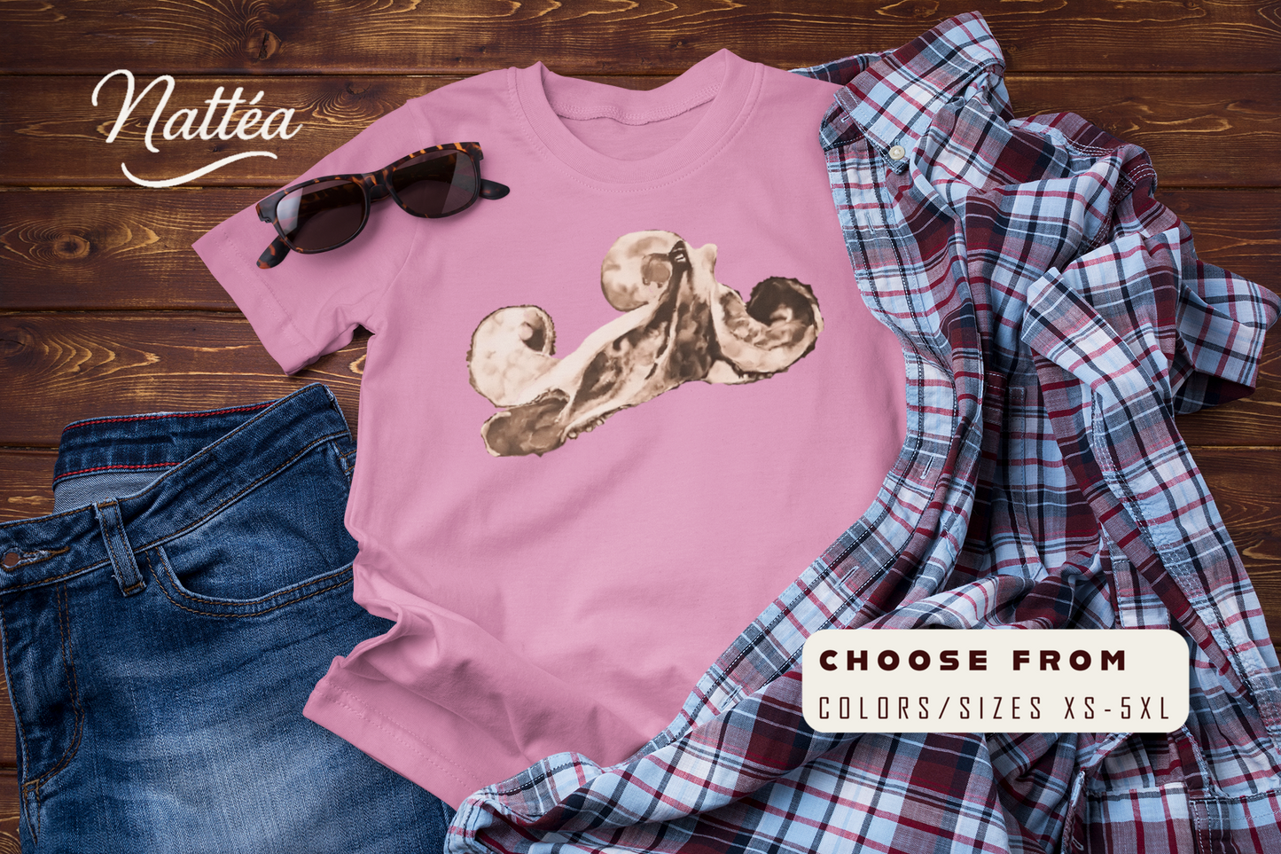 Vintage Ocean Octopus T-Shirt – Artistic Wildlife Design from Original Art