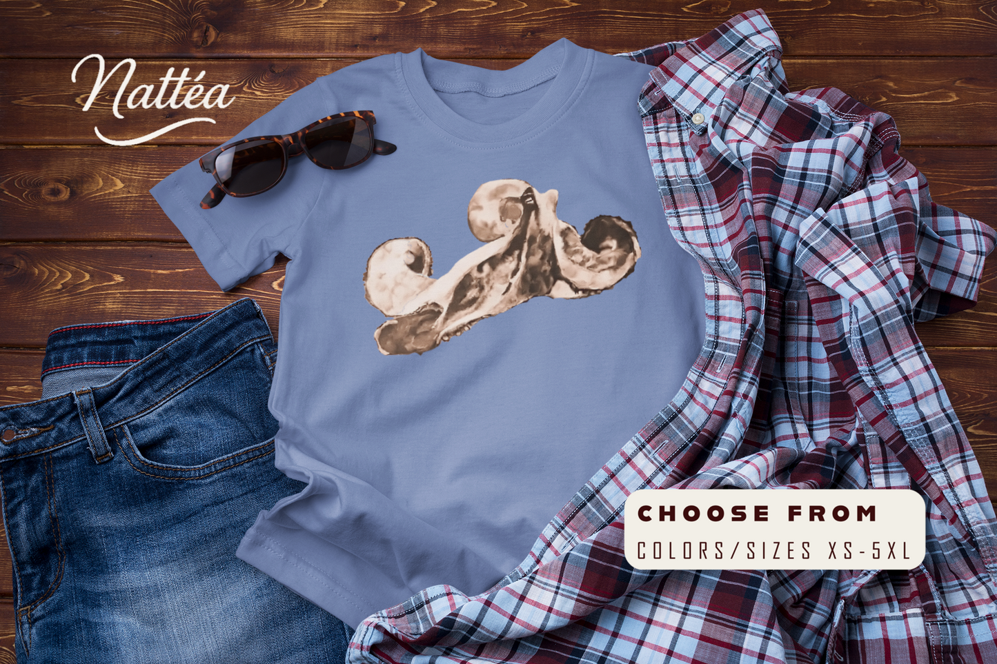 Vintage Ocean Octopus T-Shirt – Artistic Wildlife Design from Original Art