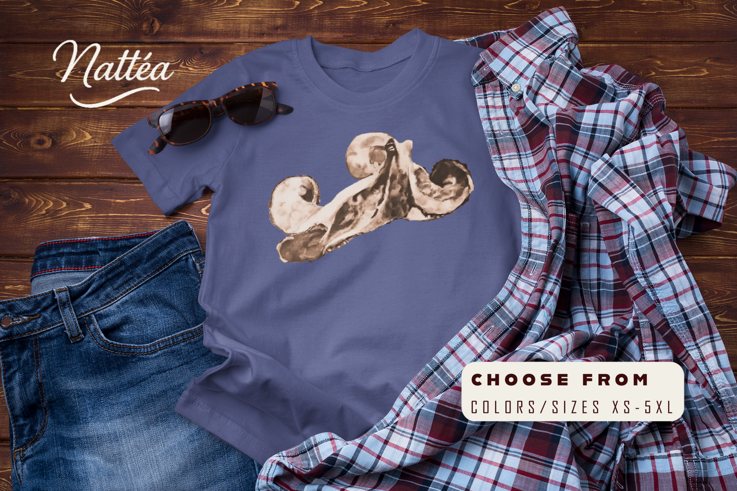Vintage Ocean Octopus T-Shirt – Artistic Wildlife Design from Original Art
