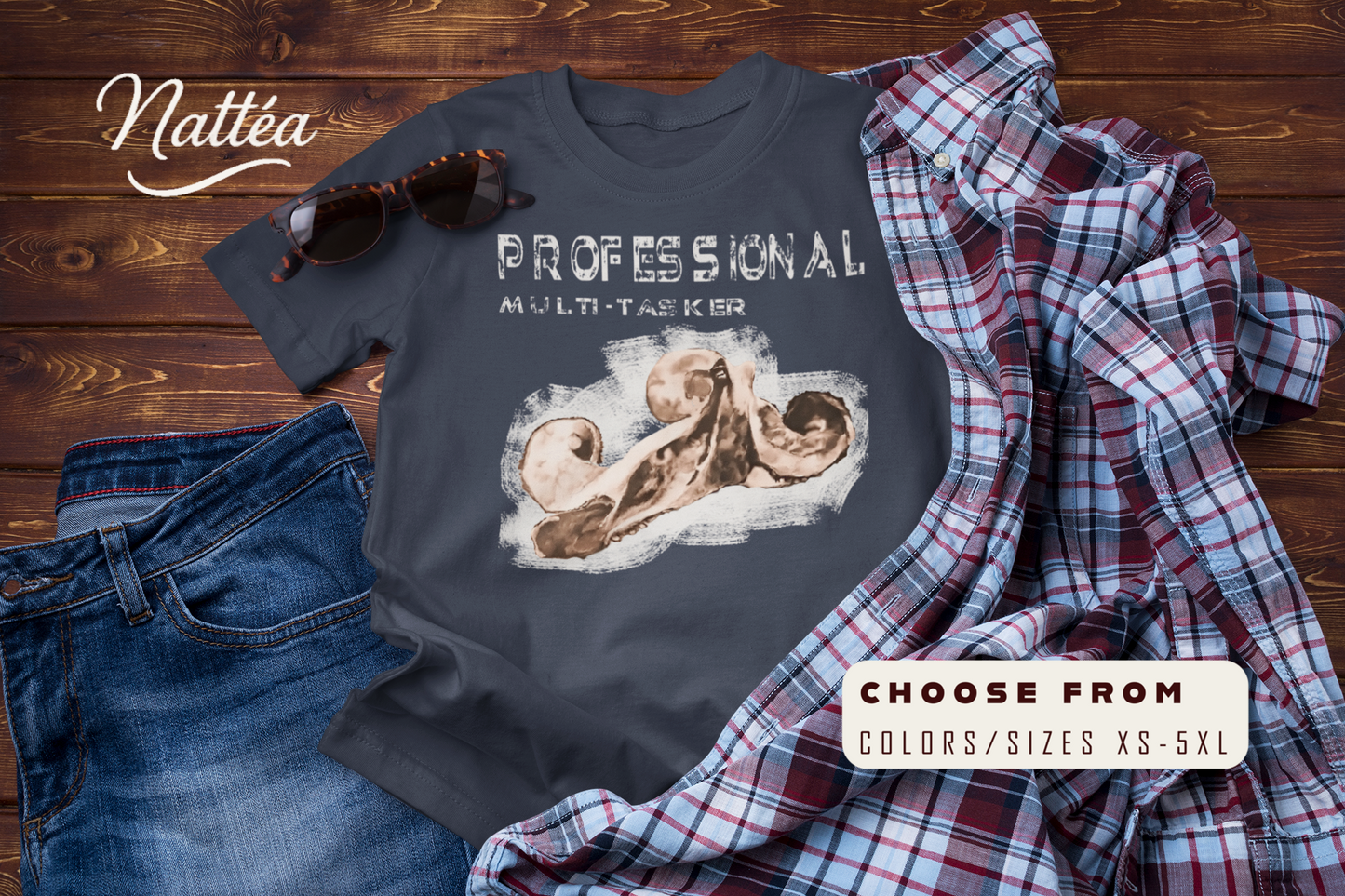 Funny Octopus T-Shirt – Vintage Ocean Creature Art with Professional Multi-Tasker