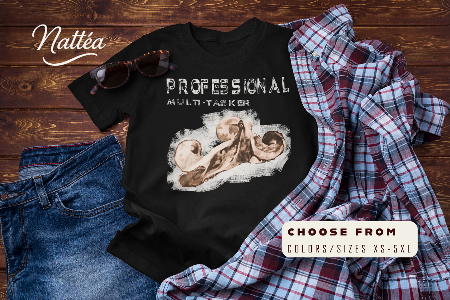 Funny Octopus T-Shirt – Vintage Ocean Creature Art with Professional Multi-Tasker