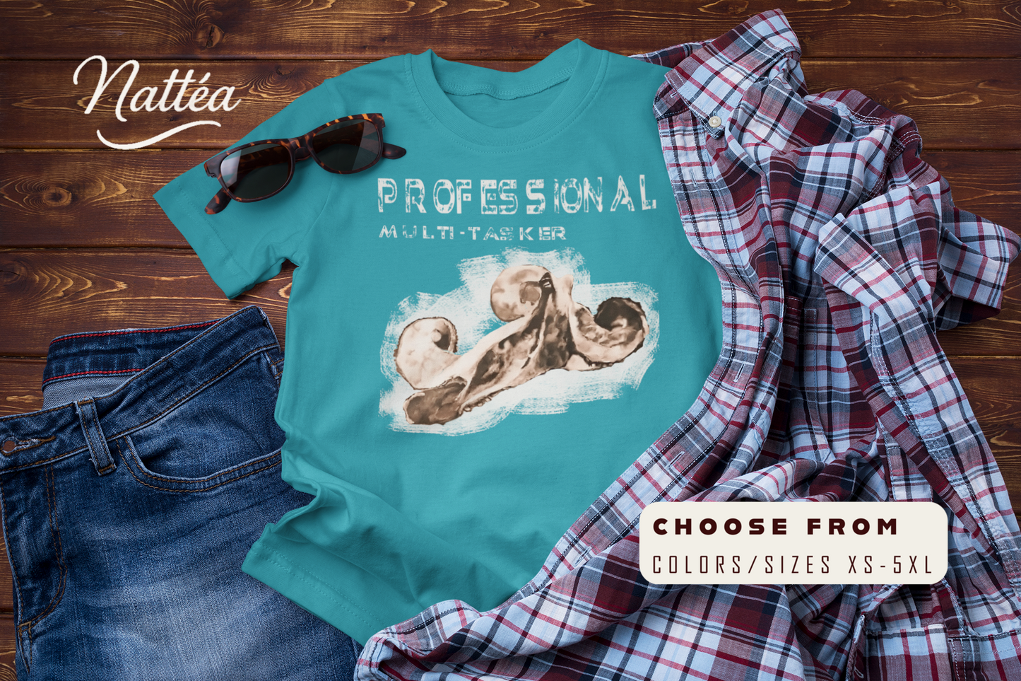 Funny Octopus T-Shirt – Vintage Ocean Creature Art with Professional Multi-Tasker