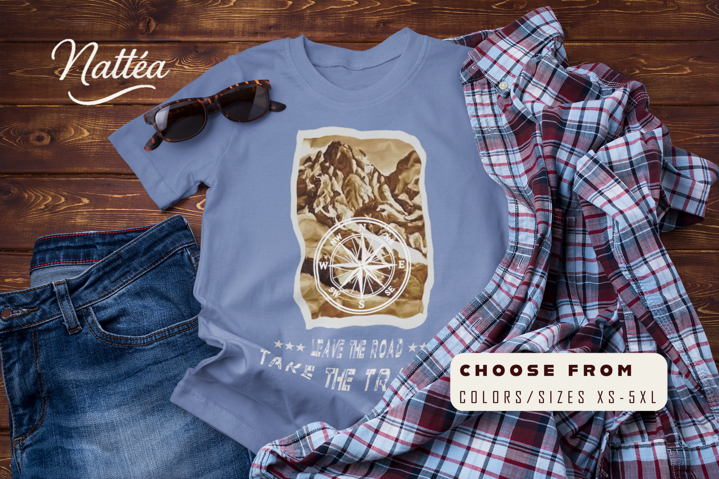 Leave the road take the trails Nature Lover’s Tee Inspired by Original Landscape Art  Vintage Style