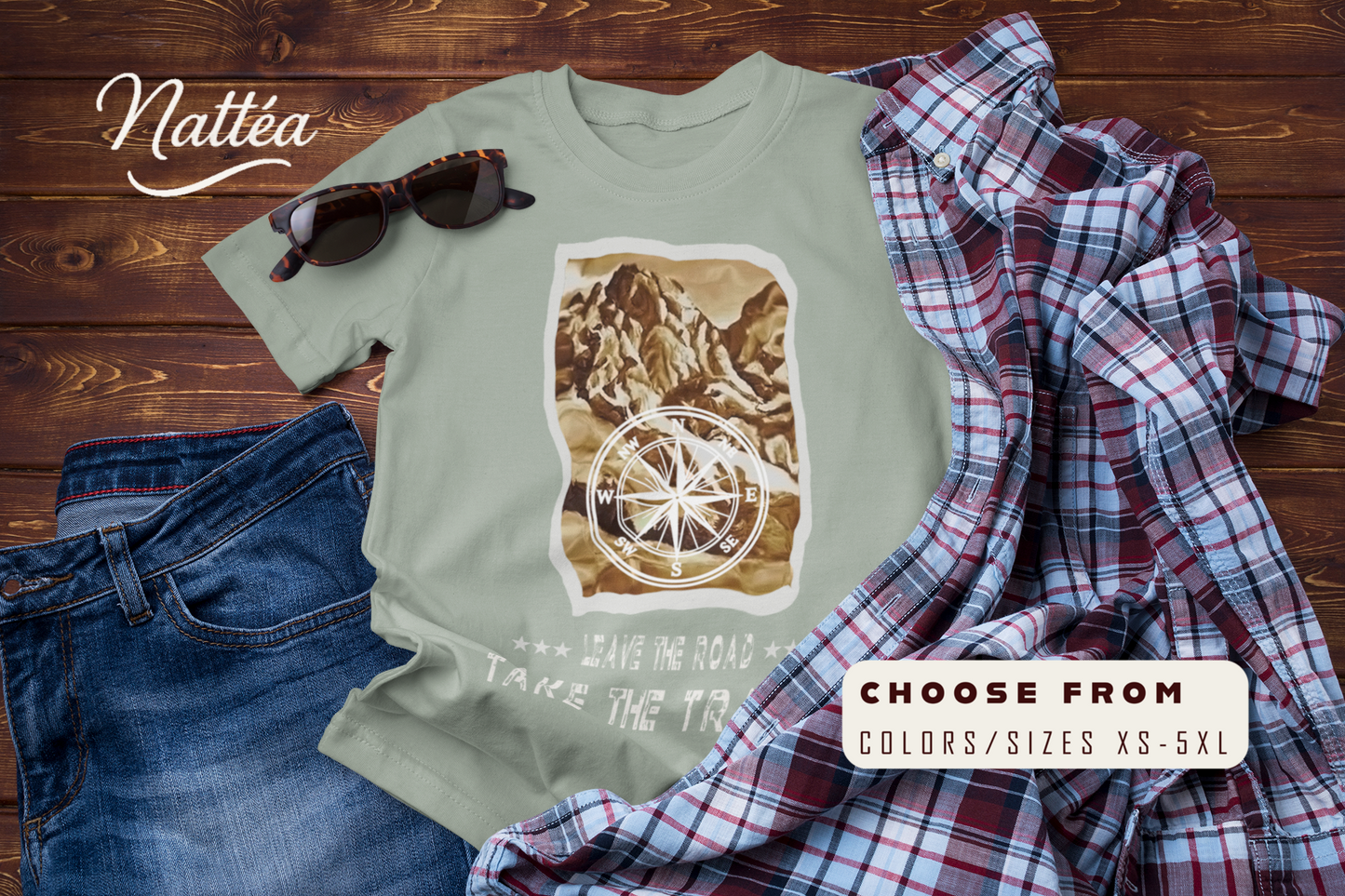 Leave the road take the trails Nature Lover’s Tee Inspired by Original Landscape Art  Vintage Style