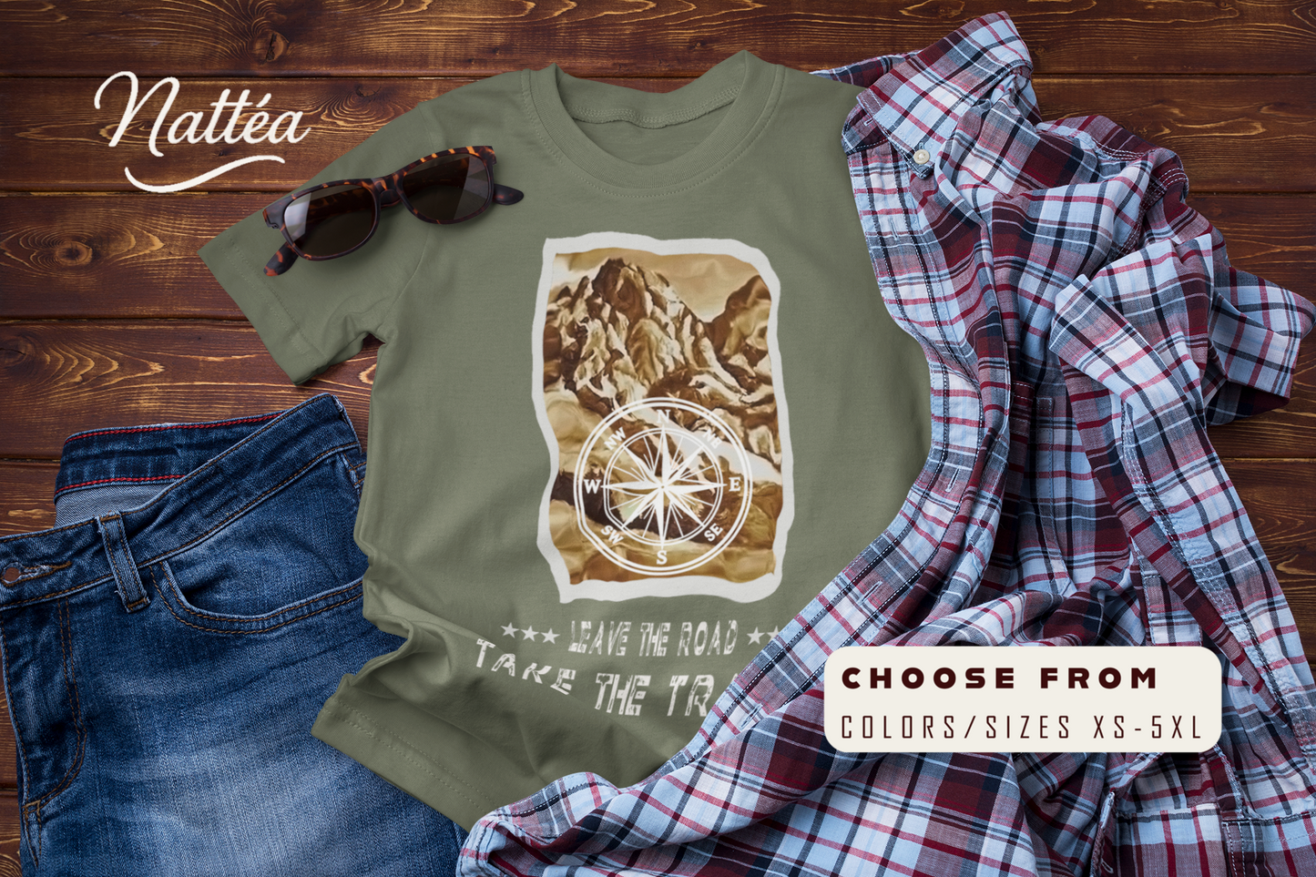 Leave the road take the trails Nature Lover’s Tee Inspired by Original Landscape Art  Vintage Style
