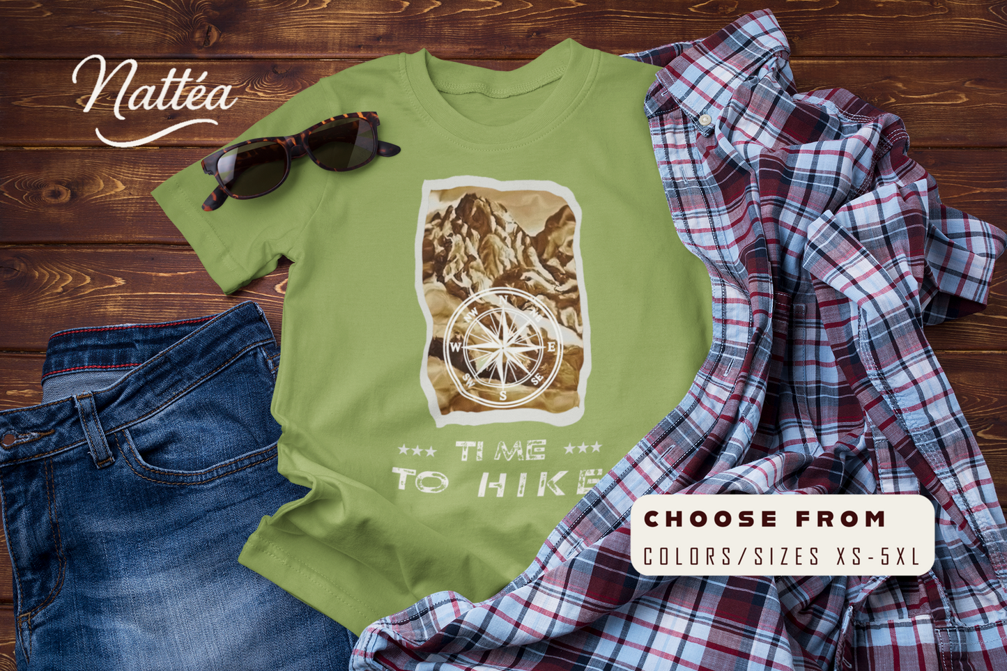 Time to Hike T-Shirt – Vintage Mountain Design from Original Painting