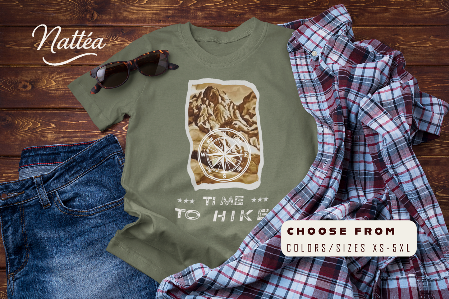 Time to Hike T-Shirt – Vintage Mountain Design from Original Painting