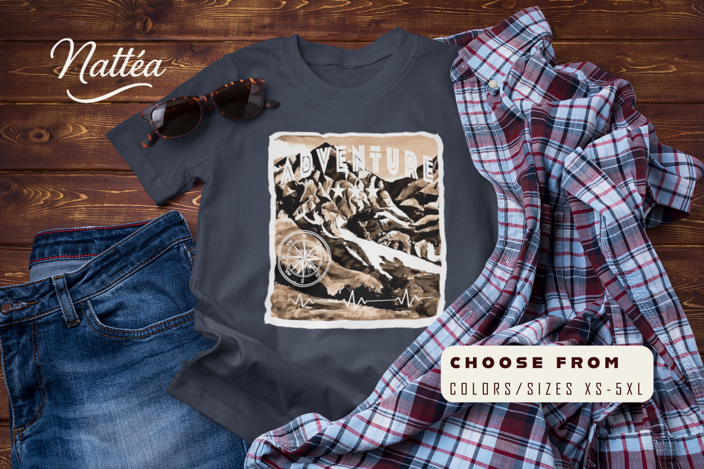 Adventure  T-Shirt – Retro Mountain Scene Outdoor Tee
