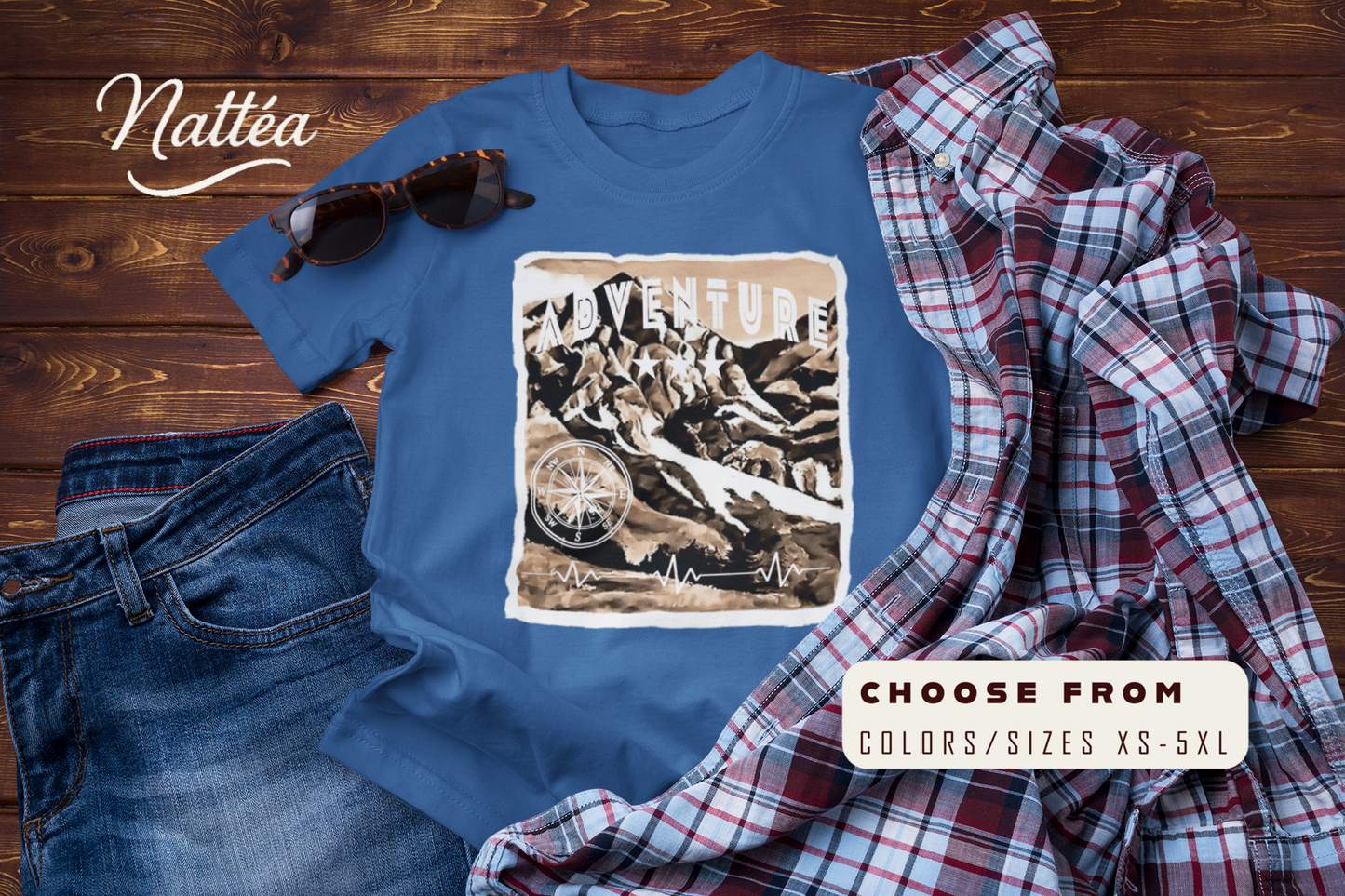Adventure  T-Shirt – Retro Mountain Scene Outdoor Tee