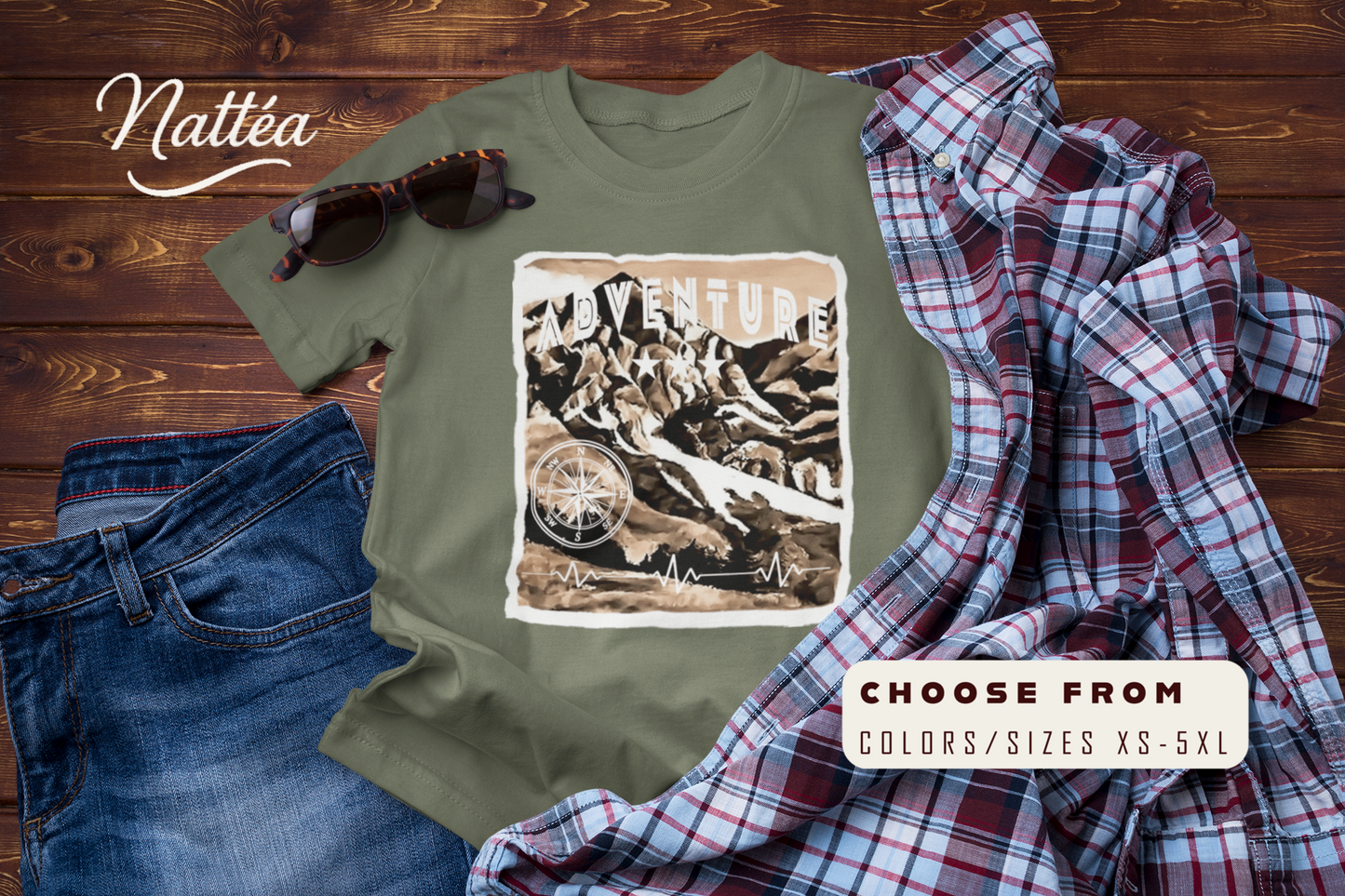 Adventure  T-Shirt – Retro Mountain Scene Outdoor Tee
