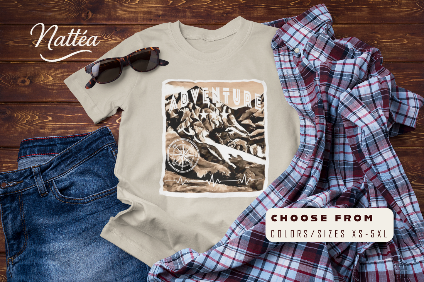 Adventure  T-Shirt – Retro Mountain Scene Outdoor Tee