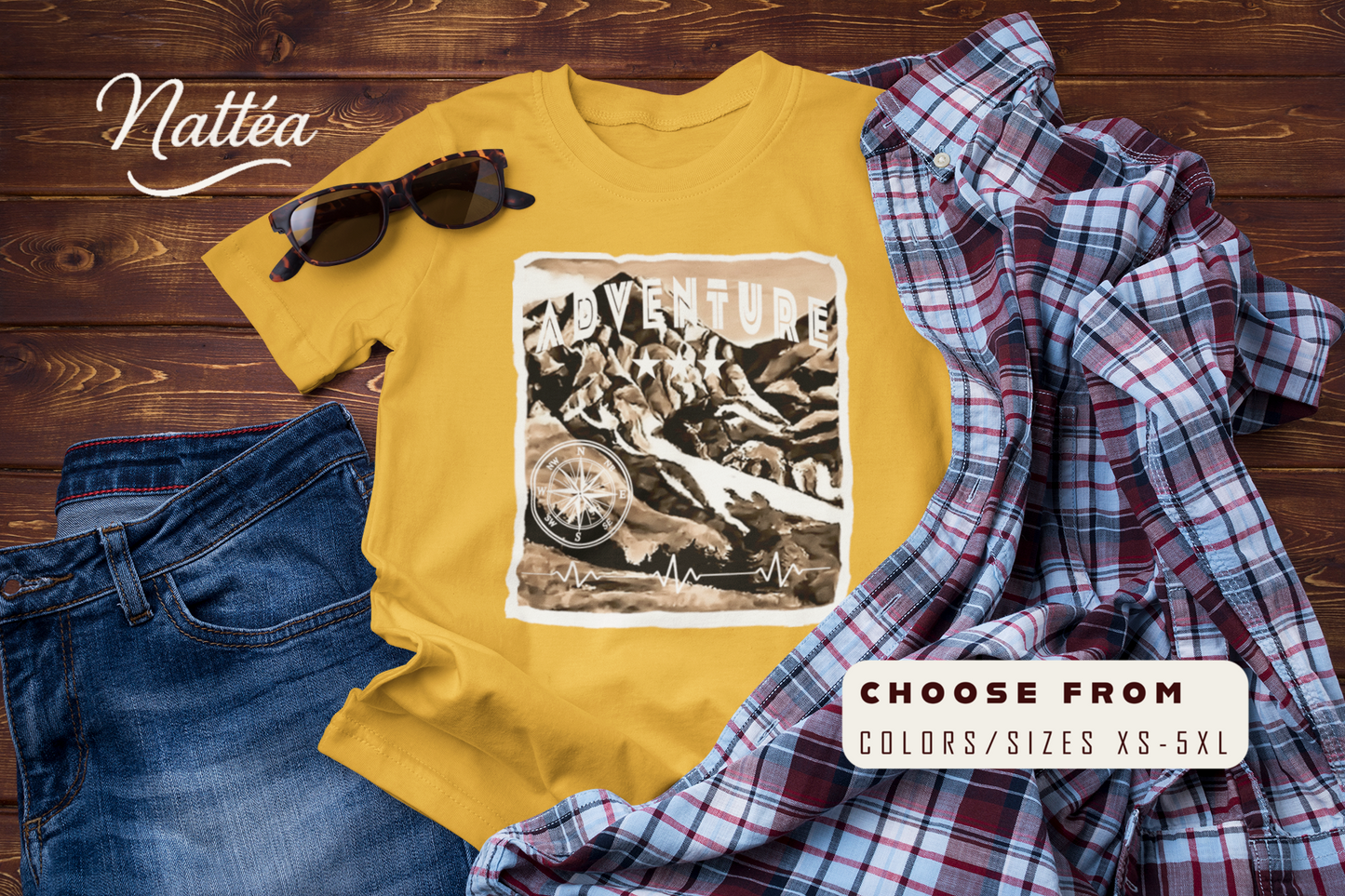 Adventure  T-Shirt – Retro Mountain Scene Outdoor Tee