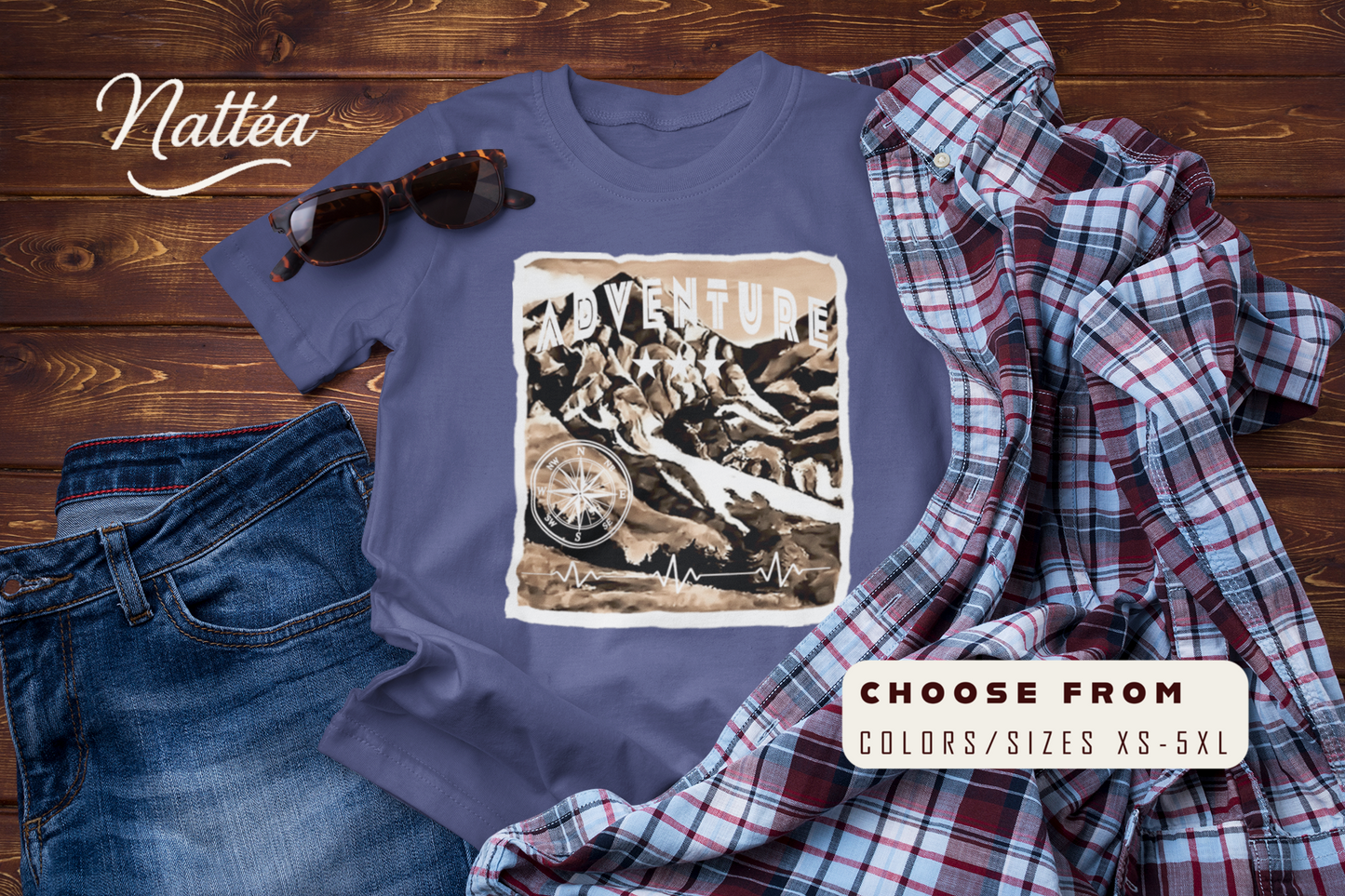 Adventure  T-Shirt – Retro Mountain Scene Outdoor Tee