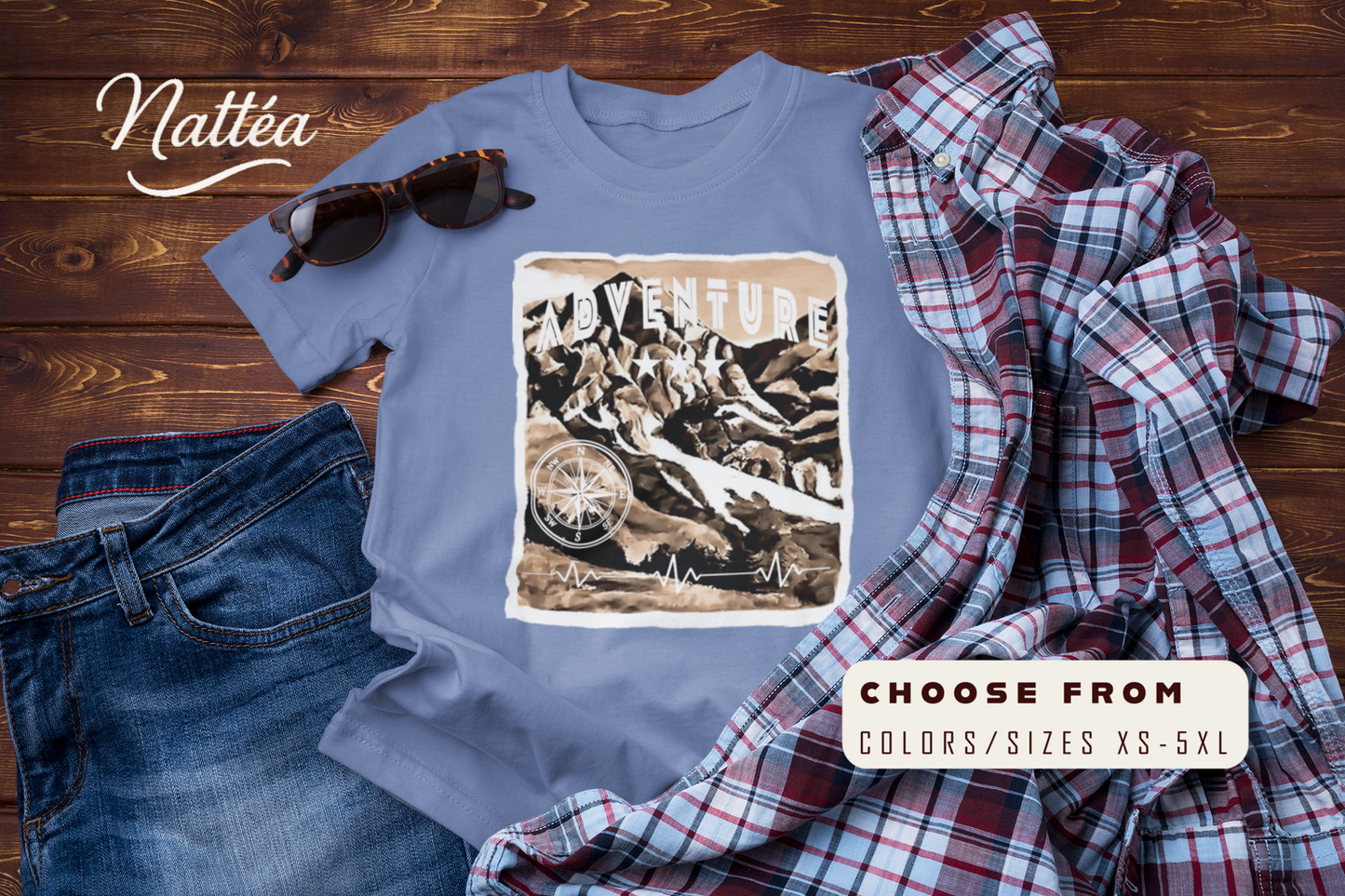 Adventure  T-Shirt – Retro Mountain Scene Outdoor Tee