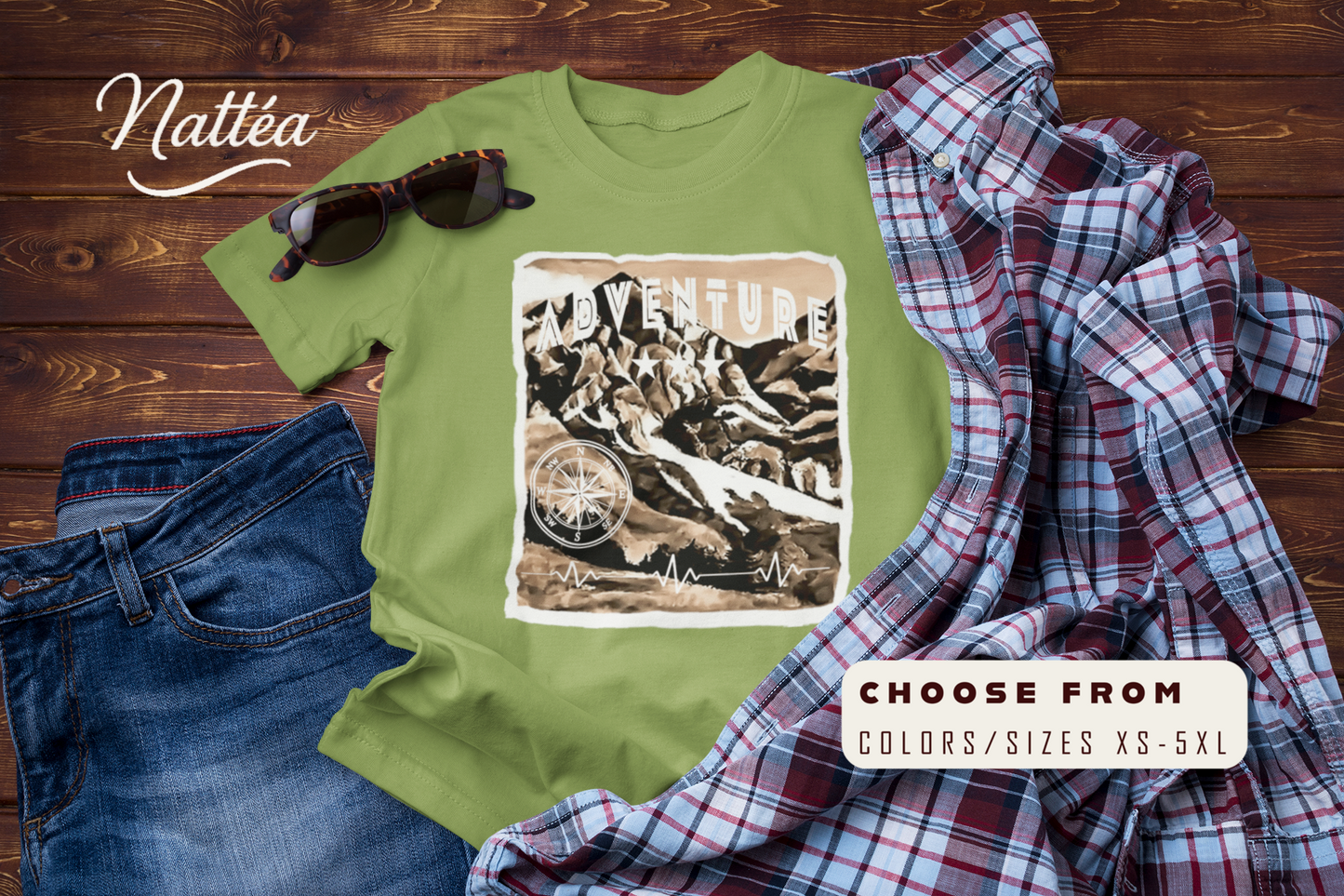 Adventure  T-Shirt – Retro Mountain Scene Outdoor Tee