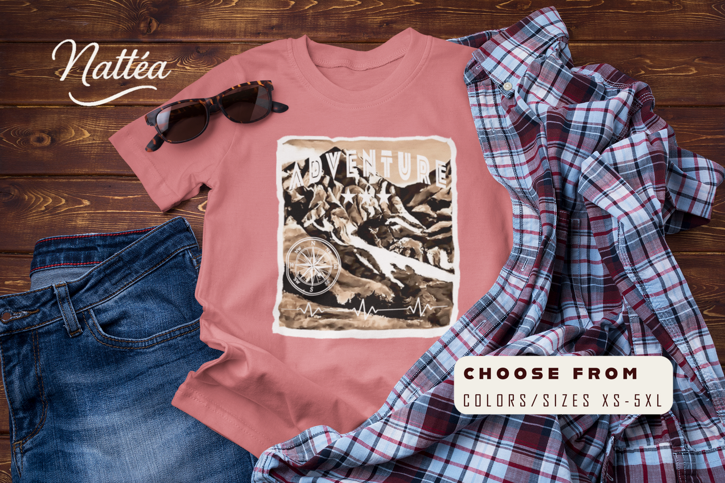 Adventure  T-Shirt – Retro Mountain Scene Outdoor Tee