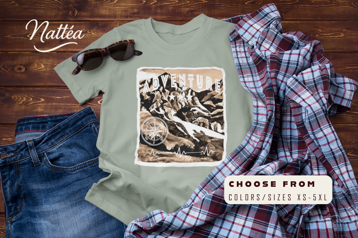 Adventure  T-Shirt – Retro Mountain Scene Outdoor Tee