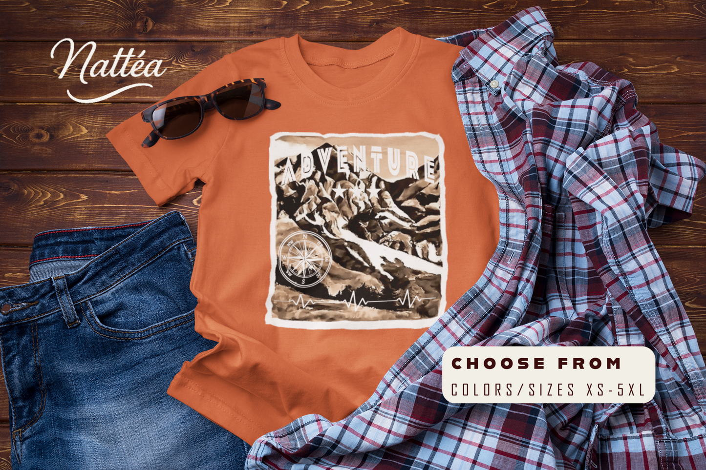 Adventure  T-Shirt – Retro Mountain Scene Outdoor Tee