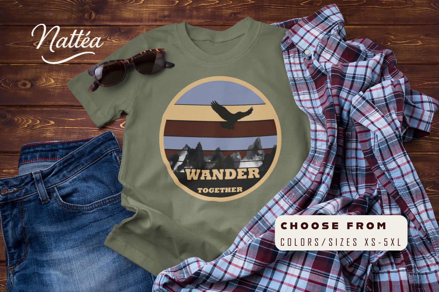 28.Vintage Mountain Wander Together T-Shirt – Adventure Nature Tee