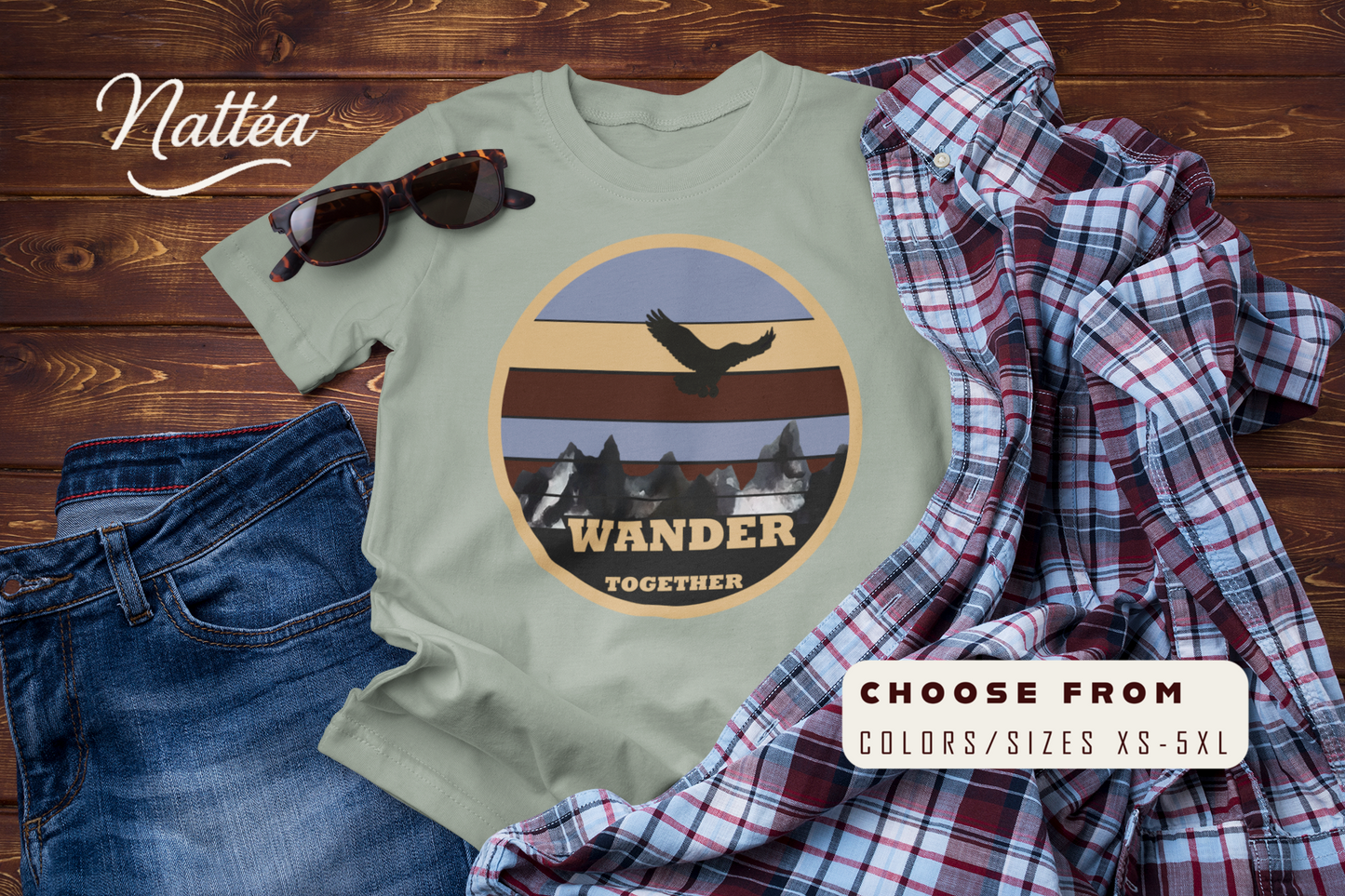 28.Vintage Mountain Wander Together T-Shirt – Adventure Nature Tee