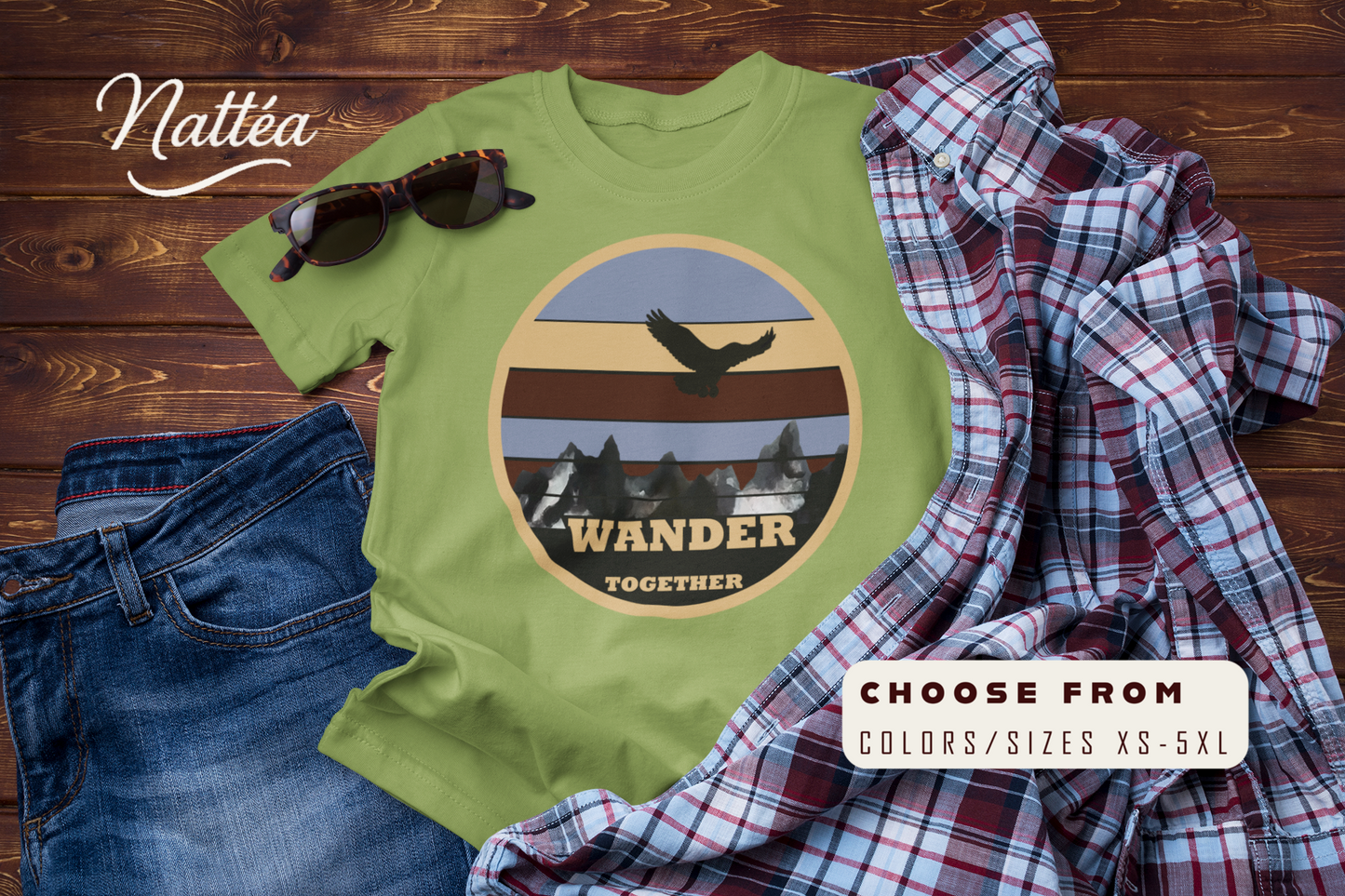 28.Vintage Mountain Wander Together T-Shirt – Adventure Nature Tee