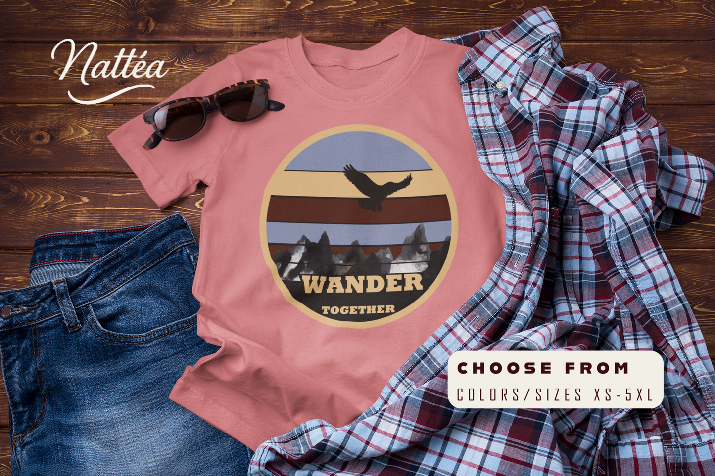 28.Vintage Mountain Wander Together T-Shirt – Adventure Nature Tee