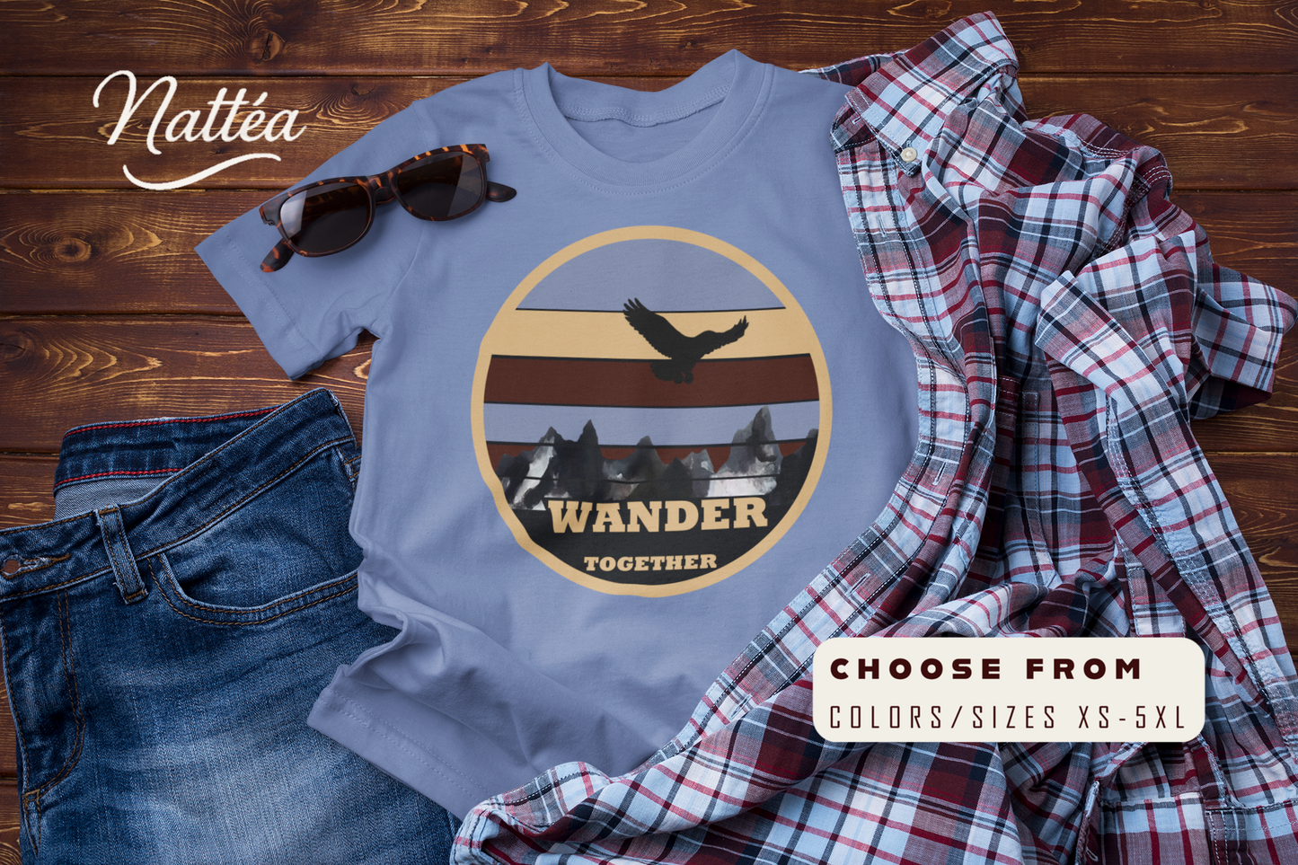 28.Vintage Mountain Wander Together T-Shirt – Adventure Nature Tee