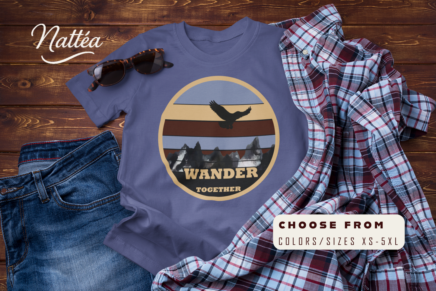 28.Vintage Mountain Wander Together T-Shirt – Adventure Nature Tee
