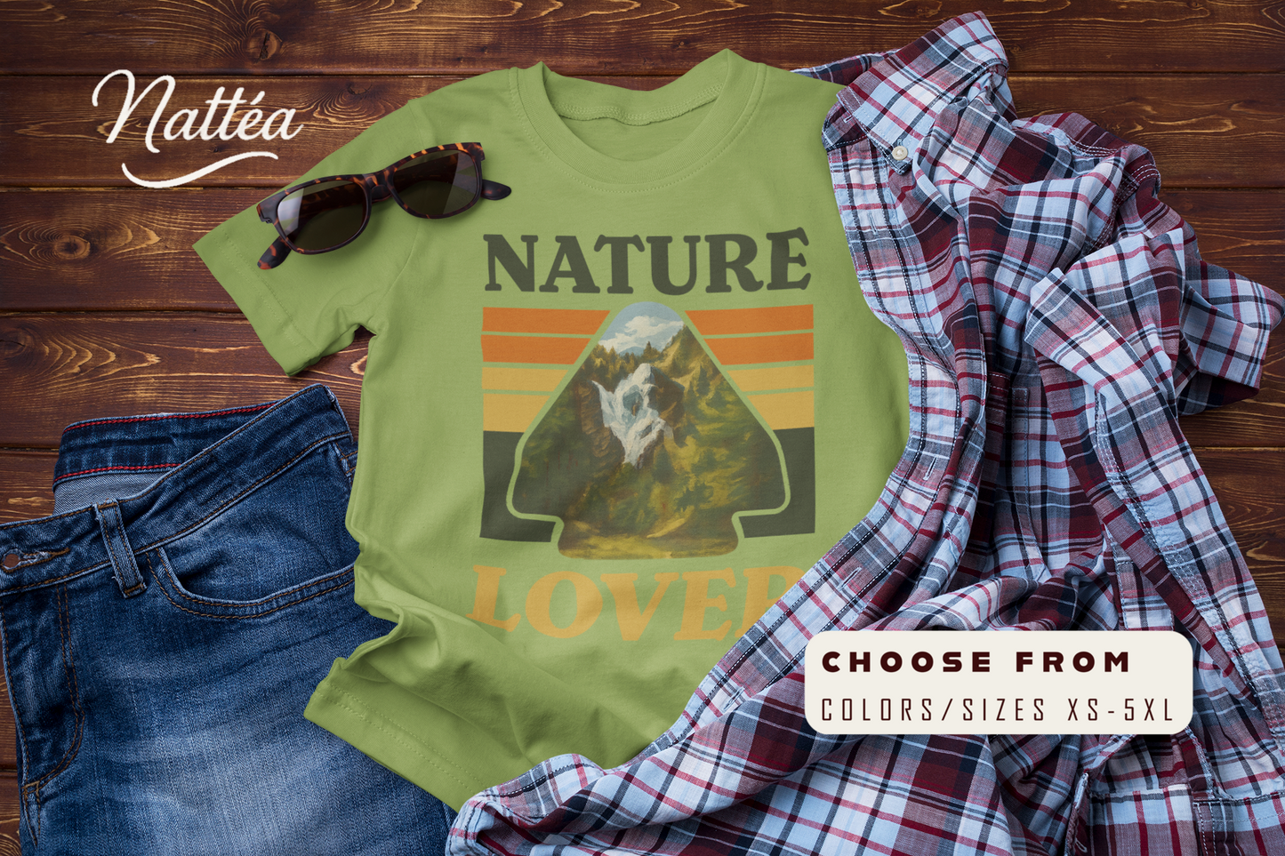 Nature Lover T-Shirt – Retro Mountain Landscape Art Tee