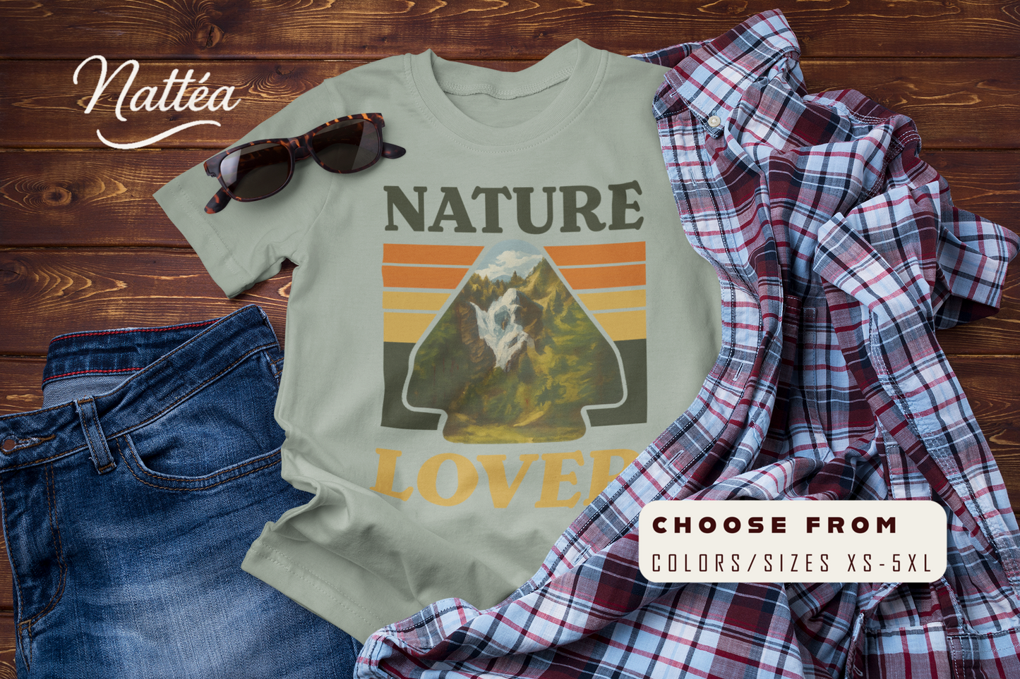 Nature Lover T-Shirt – Retro Mountain Landscape Art Tee