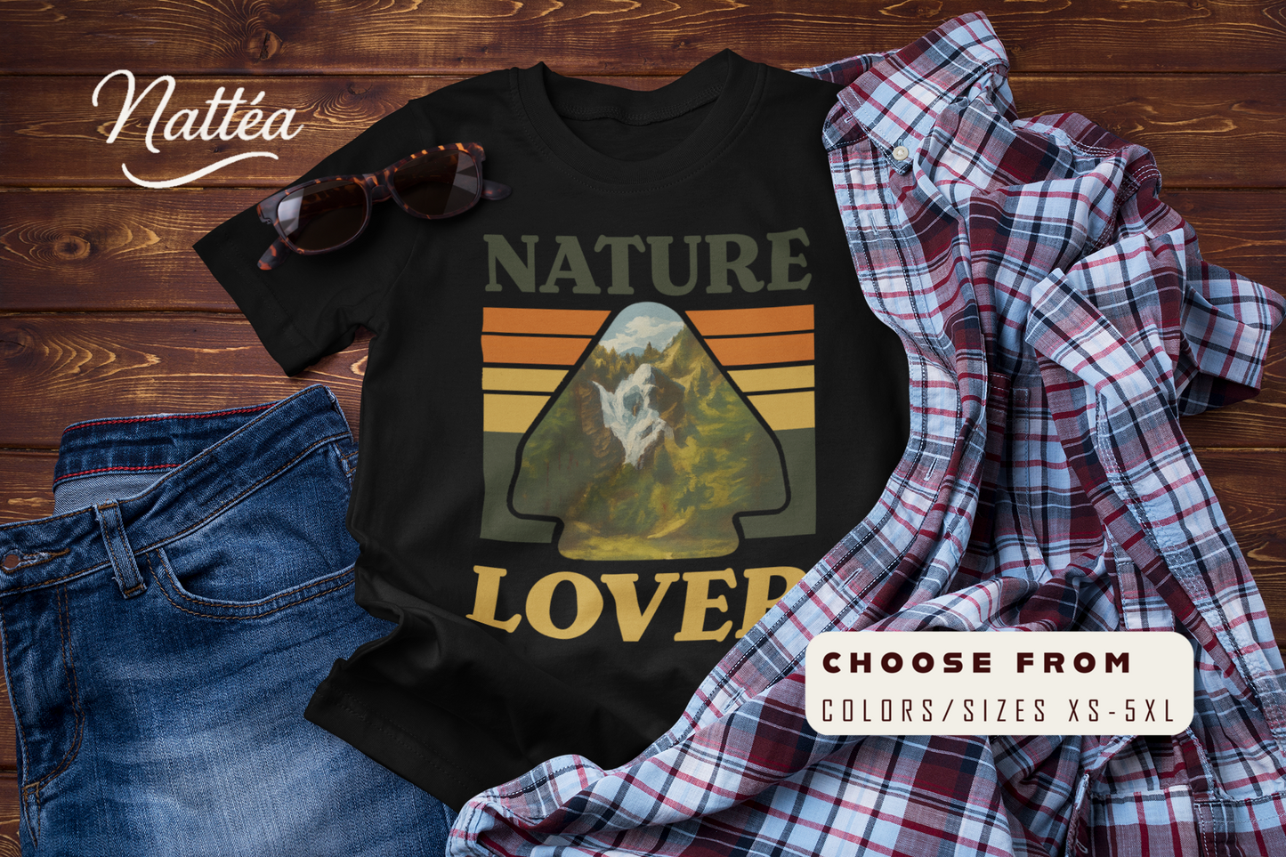 Nature Lover T-Shirt – Retro Mountain Landscape Art Tee