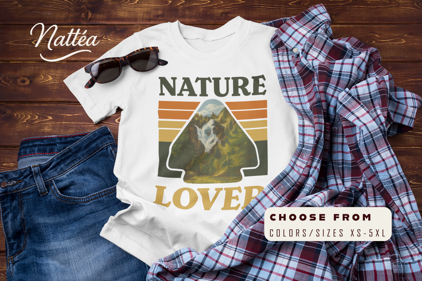Nature Lover T-Shirt – Retro Mountain Landscape Art Tee