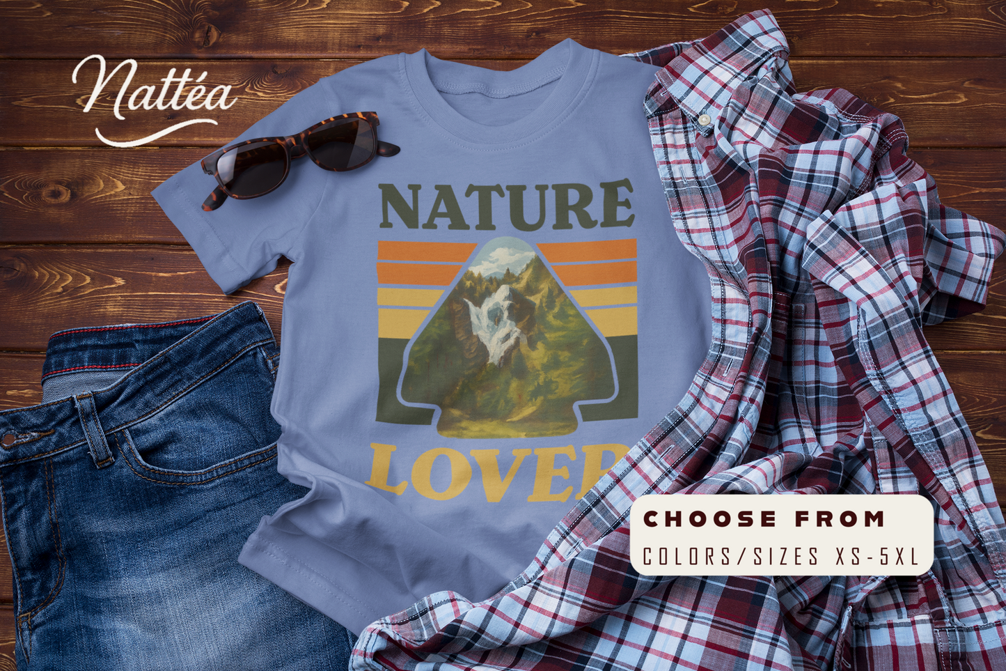 Nature Lover T-Shirt – Retro Mountain Landscape Art Tee