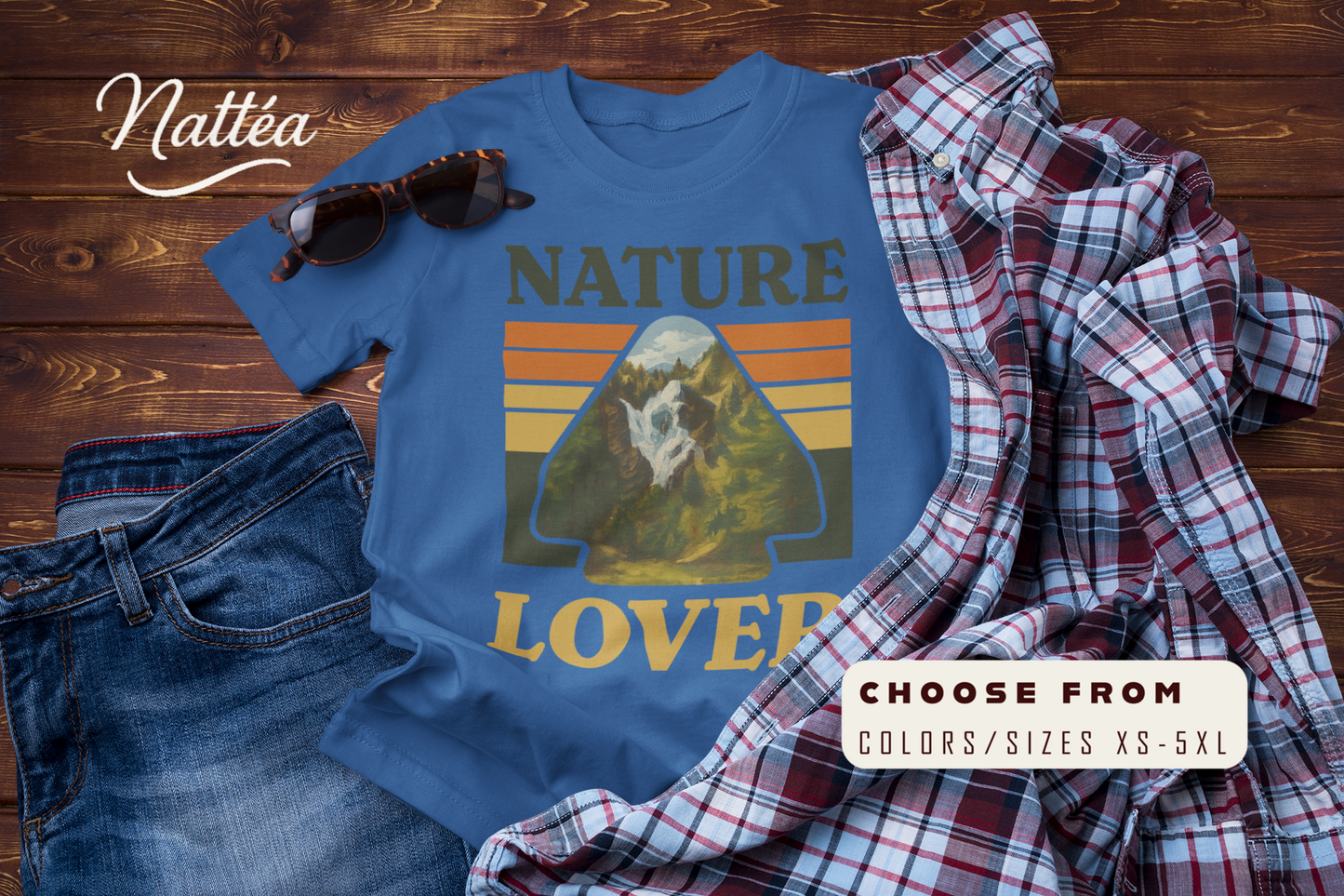 Nature Lover T-Shirt – Retro Mountain Landscape Art Tee