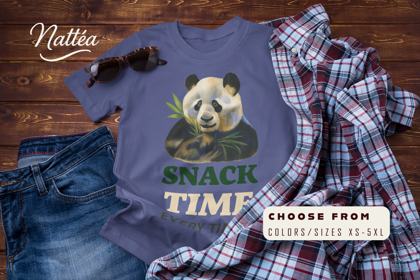 Snack Time Travel T-Shirt – Funny Panda Adventure Tee for Explorers