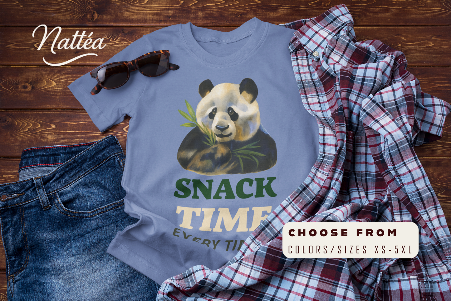 Snack Time Travel T-Shirt – Funny Panda Adventure Tee for Explorers