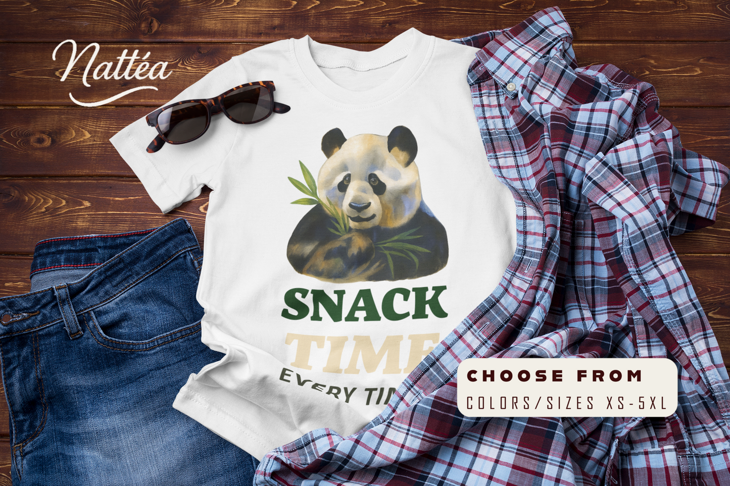 Snack Time Travel T-Shirt – Funny Panda Adventure Tee for Explorers