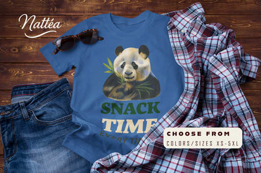 Snack Time Travel T-Shirt – Funny Panda Adventure Tee for Explorers