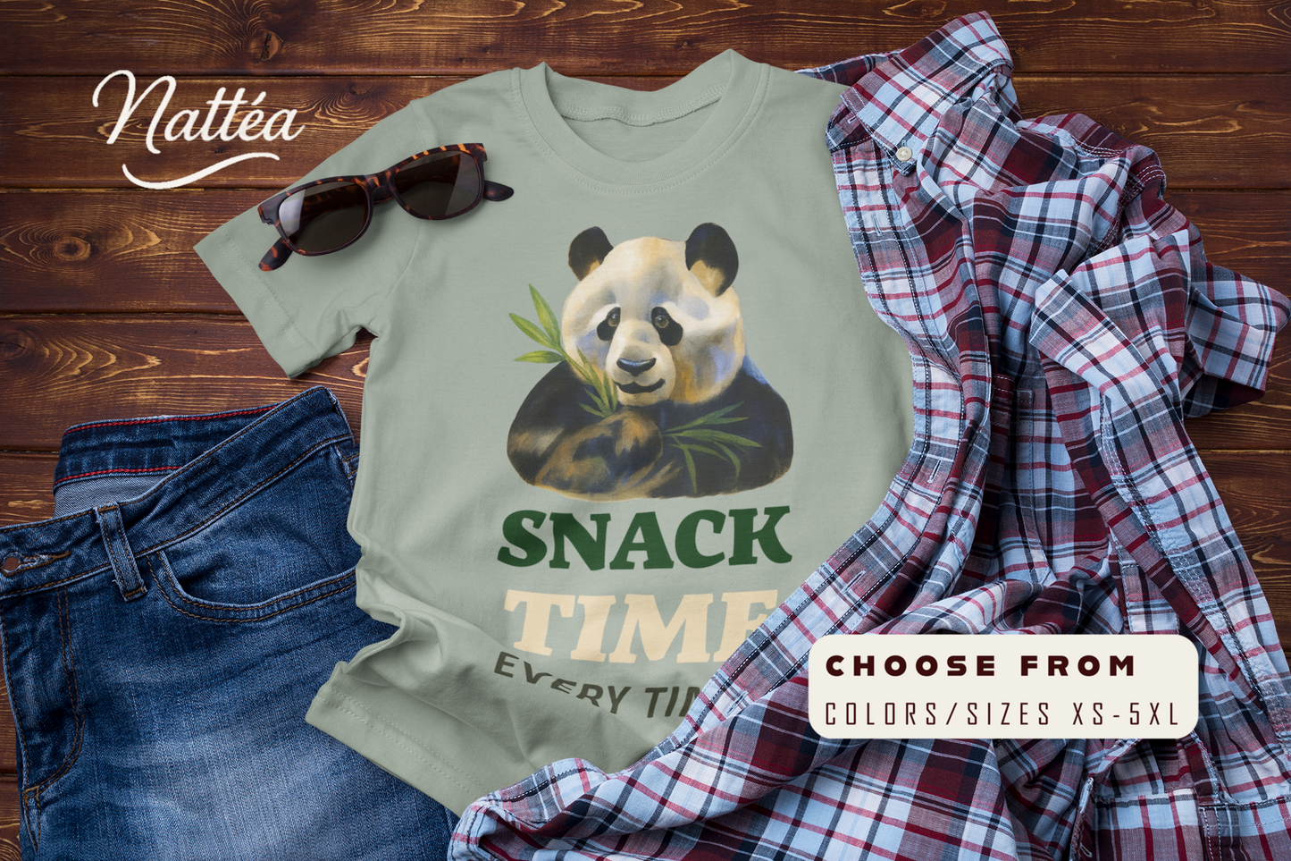 Snack Time Travel T-Shirt – Funny Panda Adventure Tee for Explorers