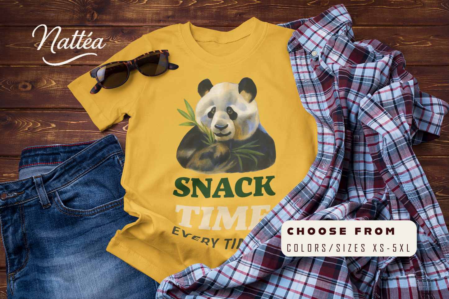 Snack Time Travel T-Shirt – Funny Panda Adventure Tee for Explorers